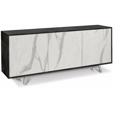 Mobile 3 Ante 177x74x41 cm Ossido Nero/Marmo Calacatta