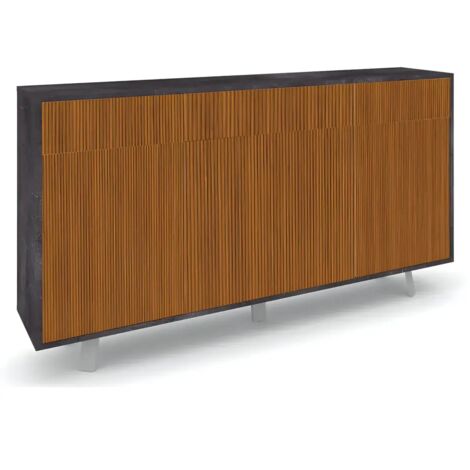 Mobile 3 Ante 3 Cassetti 164L x 41P x h92 – Finitura Nero Opaco e Legno Rovere Dogato – Sarmog