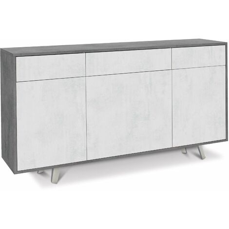 Mobile 3 Ante 3 Cassetti 164x92x41 cm Cemento/Ossido Bianco