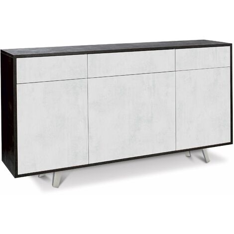 Mobile 3 Ante 3 Cassetti 164x92x41 cm Ossido Nero/Ossido Bianco