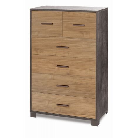 Mobile 4 + 2 Cassetti 70L x 41P x h112 – Finitura Nero Opaco e Legno Noce Stelvio – Sarmog