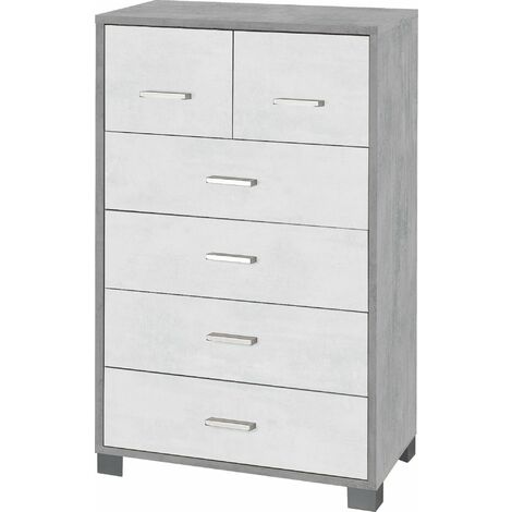 Mobile 4+2 Cassetti 70x112x41 cm Cemento/Ossido Bianco