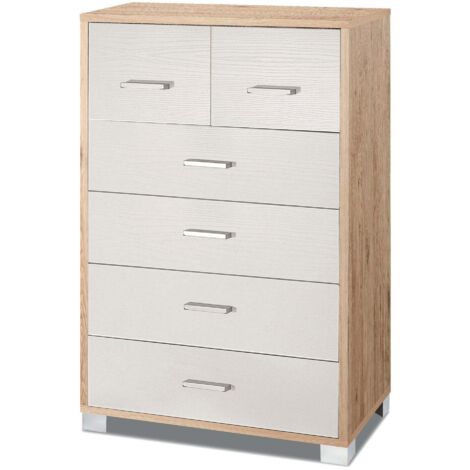 Mobile 4+2 Cassetti 70x112x41 cm Rovere Naturale/Bianco Fiammato