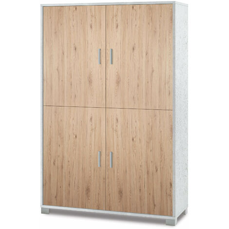 Mobile 4 Ante 107x162x41 cm Bianco Fiammato/Olmo Chiaro