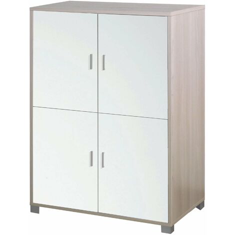 Mobile 4 Ante 107x162x41 cm Olmo Chiaro/Bianco Lucido