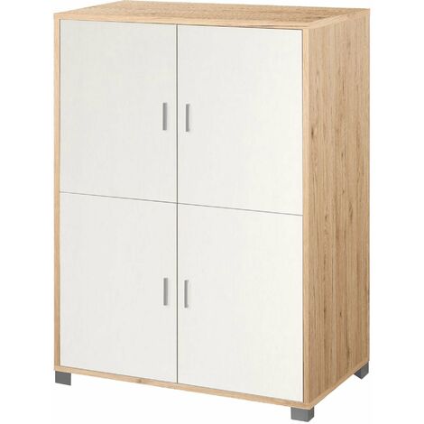 Mobile 4 Ante 107x162x41 cm Rovere Naturale/Bianco Fiammato