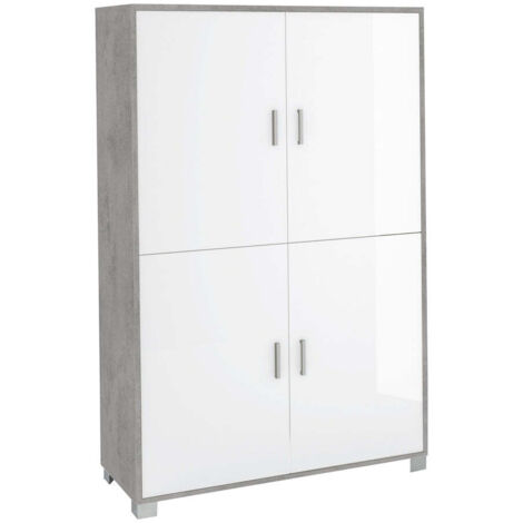 Mobile 4 Ante 108L x 41P x h161 – FinituraCemento e Bianco Lucido – Sarmog