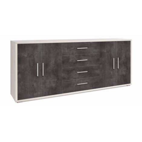 Mobile 4 Ante 4 Cassetti 203L x 41P x h84 – Finitura Bianco Opaco e Nero Opaco – Sarmog