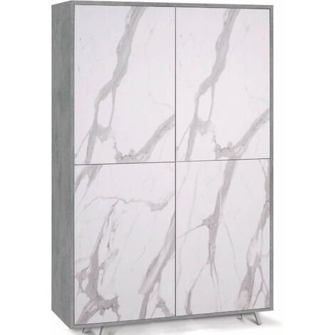 Mobile 4 Ante Apertura Push Colore Cemento Marmo cm 107x55x h. 169