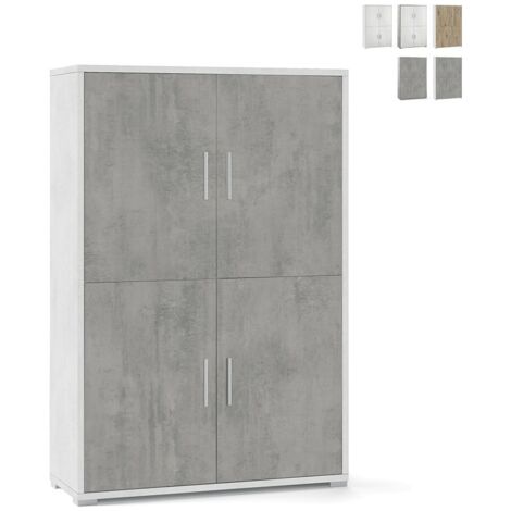 mobile 4 ante ossido bianco e cemento, 108x41x161 cm