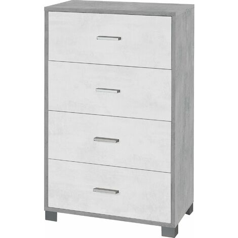 Mobile 4 Cassetti 70x112x41 cm Cemento/Ossido Bianco