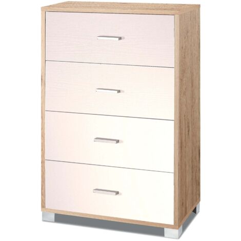 Mobile 4 Cassetti 70x112x41 cm Rovere Naturale/Bianco Fiammato