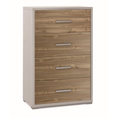 Mobile 4 Cassetti 71L x 41P x h110 – Finitura Bianco Opaco e Finitura Legno Noce – Sarmog