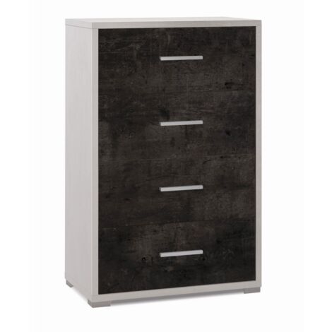Mobile 4 Cassetti 71L x 41P x h110 – Finitura Bianco Opaco e Nero Opaco – Sarmog