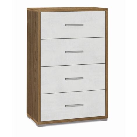 Mobile 4 Cassetti 71L x 41P x h110 – Finitura Legno Noce e Bianco Opaco – Sarmog