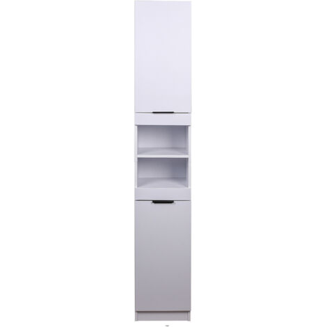 Mobile a Colonna Bianco Armadietto Salvaspazio Stretto Libreria Bagno 32x34x188cm