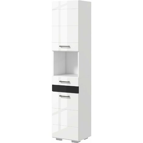 Mobile a Colonna per Bagno 37x32,5x170 cm in MDF Bianco