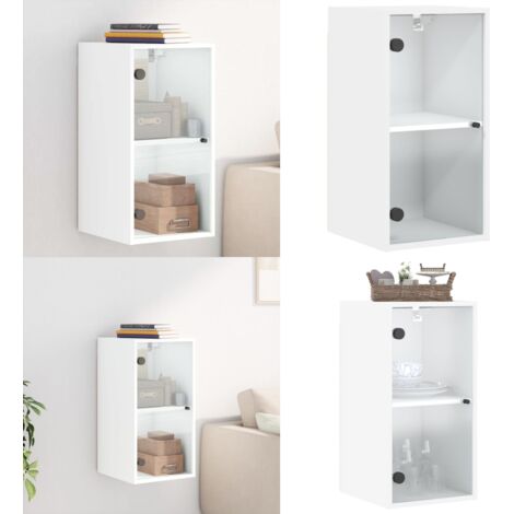 Mobile a Muro con Ante in Vetro Bianco 35x37x68,5 cm - Mobile da parete - Armadio a muro