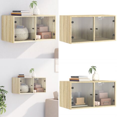 Mobile a Muro con Ante in Vetro Rovere Sonoma 68,5x37x35 cm - Mobile a muro - Armadio a muro
