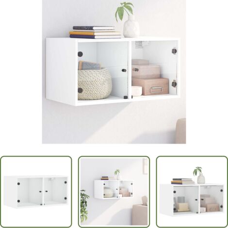 Mobile a muro -  Mobile a Muro con Ante in Vetro Bianco 68,5x37x35 cm