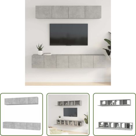 Mobile a muro -  Set di Mobili Porta TV 5 pz Grigio Cemento in Legno Multistrato