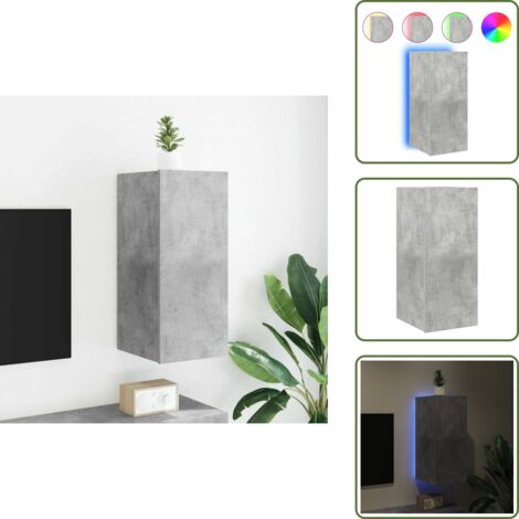 Mobile a muro - vidaXL Mobile TV a Parete con Luci LED Grigio Cemento 30,5x35x70 cm - Comodino a muro