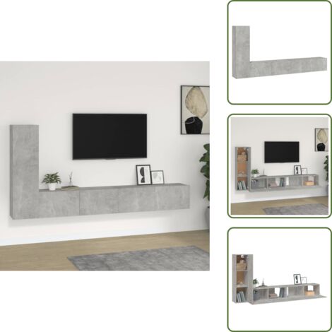 Mobile a muro - vidaXL Set di Mobili Porta TV 3 pz Grigio Cemento in Legno Multistrato - Armadio TV