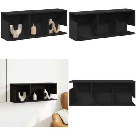Mobile a Parete 80x20x30 cm Nero in Legno Multistrato - Armadio a muro - Mobile a parete