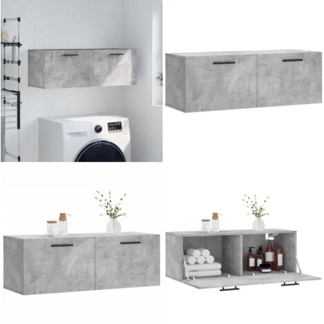 Mobile a Parete Grigio Cemento 100x36,5x35 cm Legno Multistrato - Mobile a parete - Armadio a parete