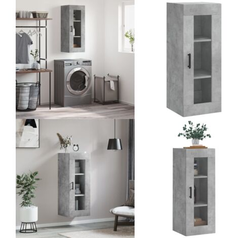 Mobile a Parete Grigio Cemento 34,5x34x90 cm - Armadio mobile - Armadio a parete