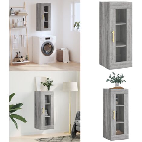 Mobile a Parete Grigio Sonoma 34,5x34x90 cm - Armadio mobile - Armadio da parete
