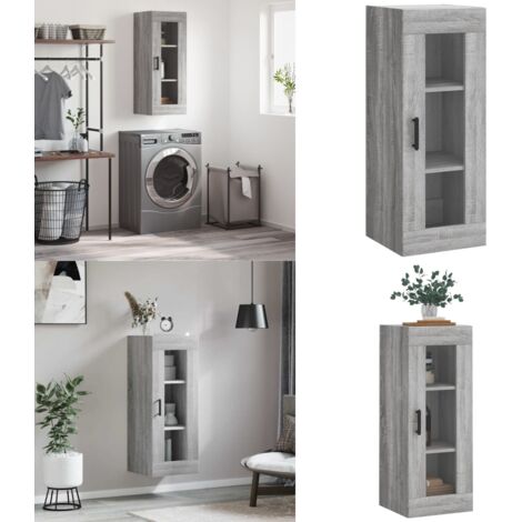 Mobile a Parete Grigio Sonoma 34,5x34x90 cm - Armadio mobile - Armadio da parete