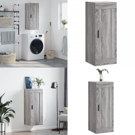 Mobile a Parete Grigio Sonoma 34,5x34x90 cm Legno Multistrato - Mobile a parete - Armadio a muro