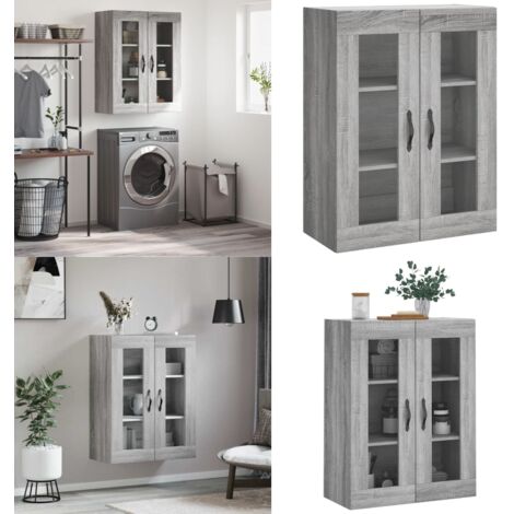 Mobile a Parete Grigio Sonoma 69,5x34x90 cm Legno Multistrato - Mobile a parete - Armadio a muro