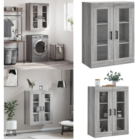 Mobile a Parete Grigio Sonoma 69,5x34x90 cm - Mobile a parete - Armadio a muro