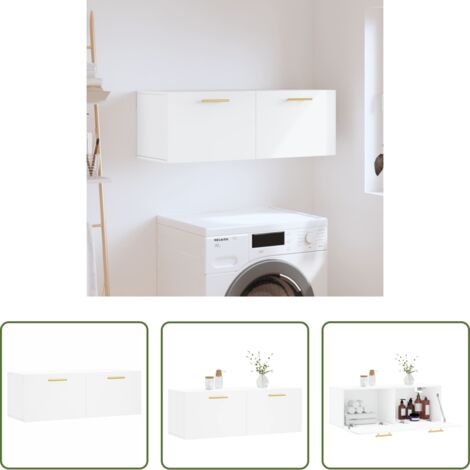 Mobile a parete -  Mobile a Parete Bianco 100x36,5x35 cm in Legno Multistrato