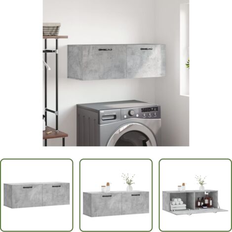 Mobile a parete -  Mobile a Parete Grigio Cemento 100x36,5x35 cm Legno Multistrato