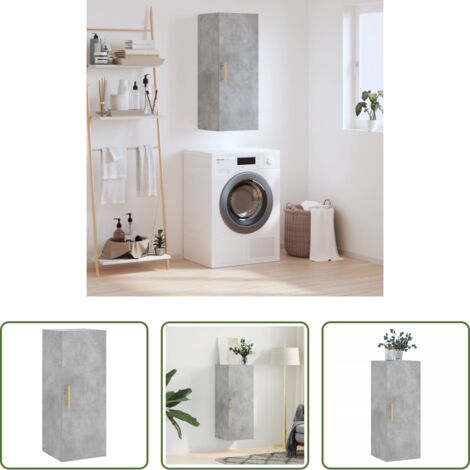 Mobile a parete -  Mobile a Parete Grigio Cemento 34,5x34x90 cm