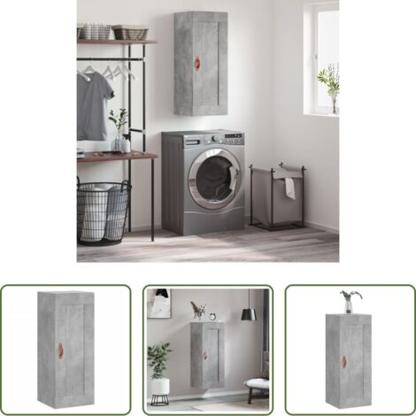 Mobile a parete -  Mobile a Parete Grigio Cemento 34,5x34x90 cm Legno Multistrato