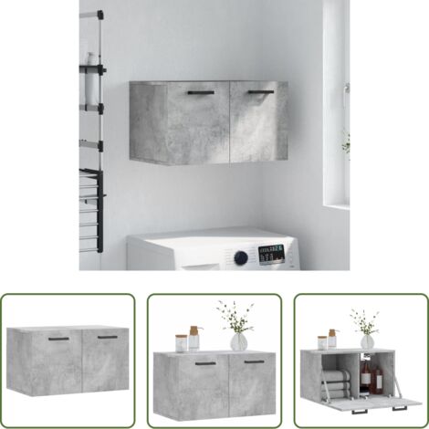 Mobile a parete -  Mobile a Parete Grigio Cemento 60x36,5x35 cm Legno Multistrato