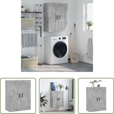 Mobile a parete -  Mobile a Parete Grigio Cemento 69,5x34x90 cm Legno Multistrato