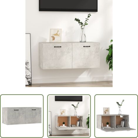 Mobile a parete -  Mobile a Parete Grigio Cemento 80x36,5x35 cm Legno Multistrato