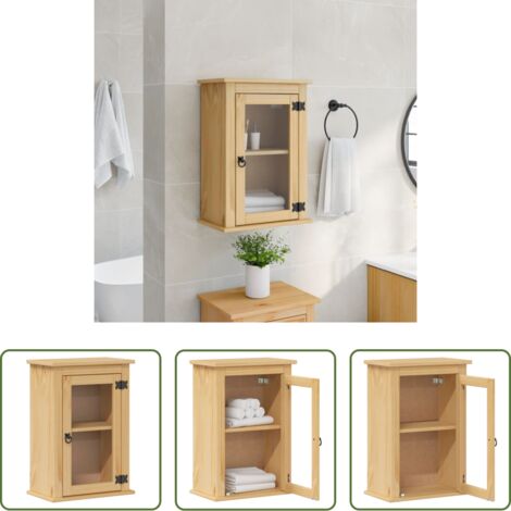 Mobile a parete -  Mobile Bagno a Parete Corona 45x27x64,5cm Legno Massello Pino