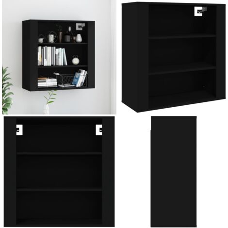 Mobile a Parete Nero 80x33x80 cm in Legno Multistrato - Mobile a parete - Armadio a parete
