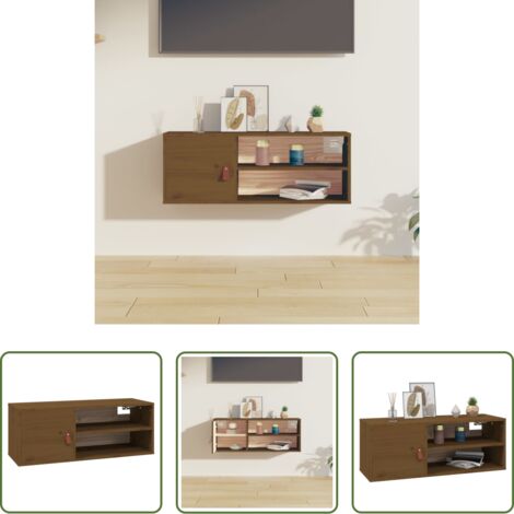 Mobile a parete -  Pensile ambra 80x30x30 cm in Legno Massello di Pino
