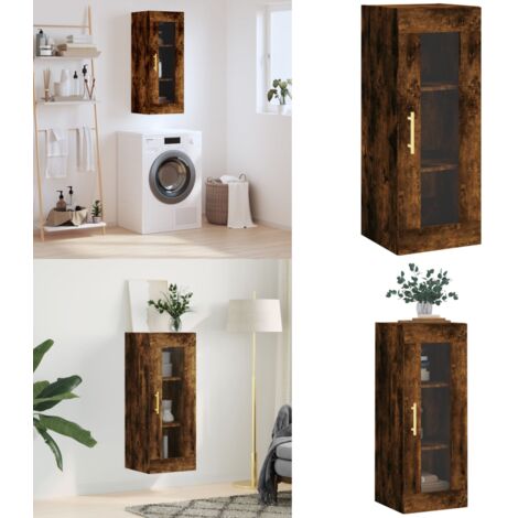 Mobile a Parete Rovere Fumo 34,5x34x90 cm - Armadio in legno - Armadio a parete