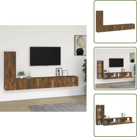 Mobile a parete - vidaXL Set Mobili Porta TV 3 pz Rovere Fumo in Legno Multistrato - TV stand
