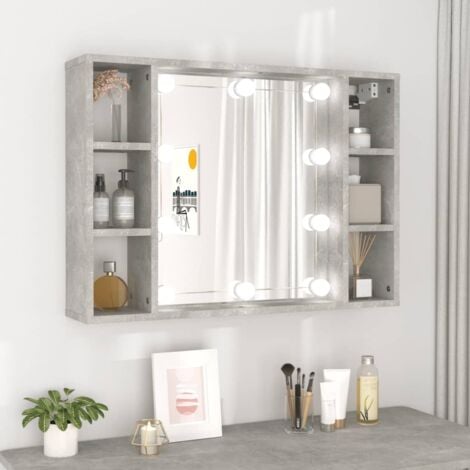 SPECCHIO BAGNO CONTENITORE 92CM 2 PENSILI CON ANTA SPECCHIO E LUCE LED