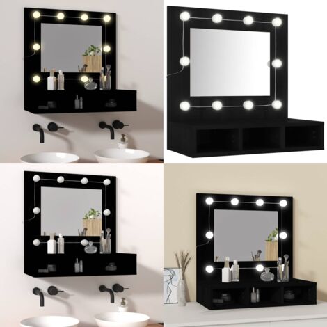 Mobile a Specchio con LED Nero 60x31,5x62 cm - Armadietto a specchio - Specchio con LED