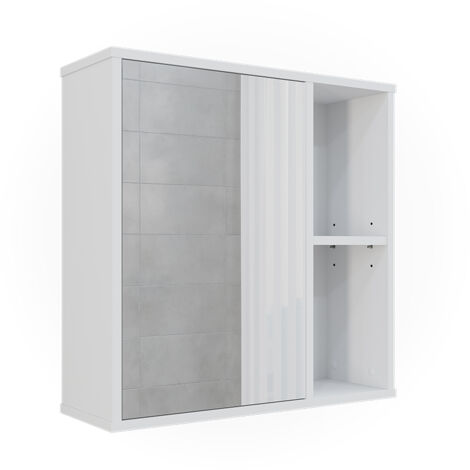 Mobile a specchio per il bagno Leano, Bianco, 60 x 60 cm, Vicco